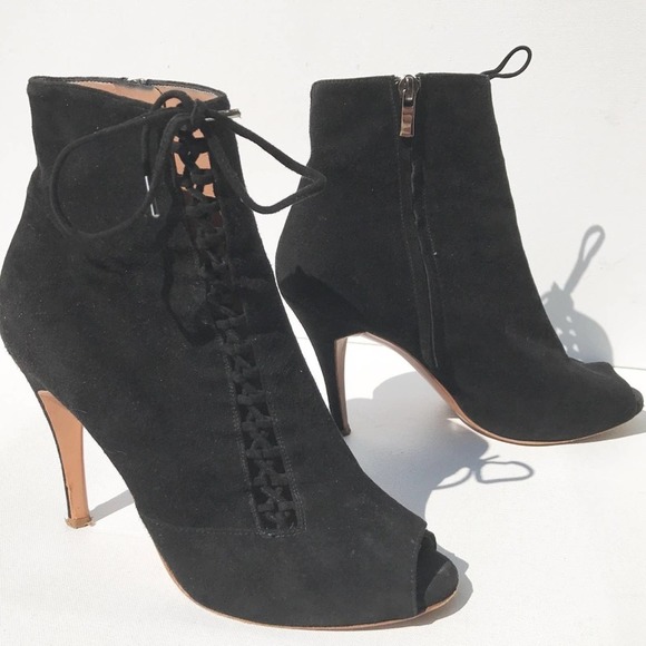 SIGERSON MORRISON open toe 9 BOOTS black suede ankle leather - Picture 2 of 8